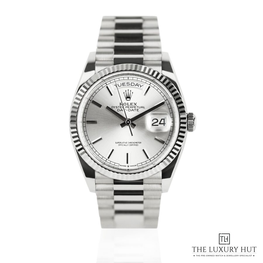 Rolex Day Date 36 White Gold Silver 191024 a