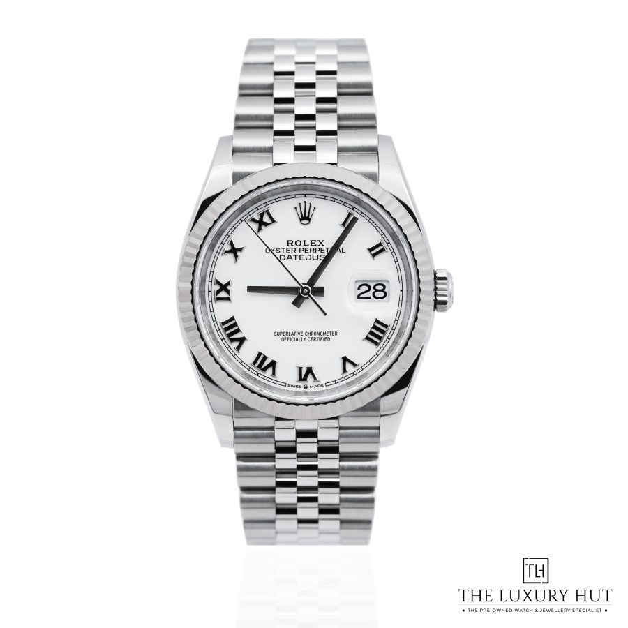 Rolex Datejust Steel 36 White Roman Dial 51975 a