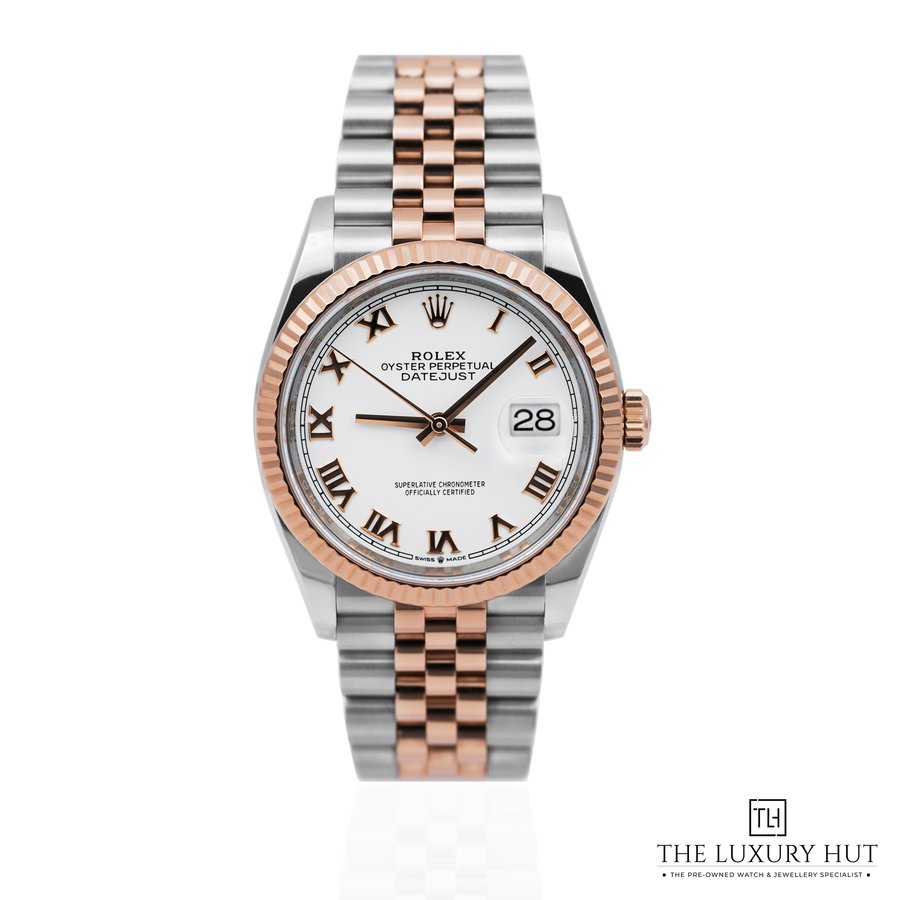 Rolex Datejust 36 Steel Everose Gold White Roman Dial