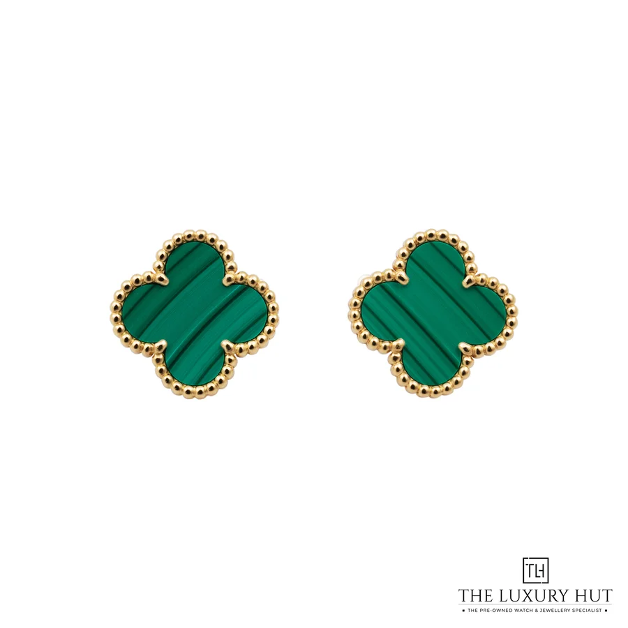 Van Cleef   Arpels Vintage Alhambra Gold Malachite Earrings