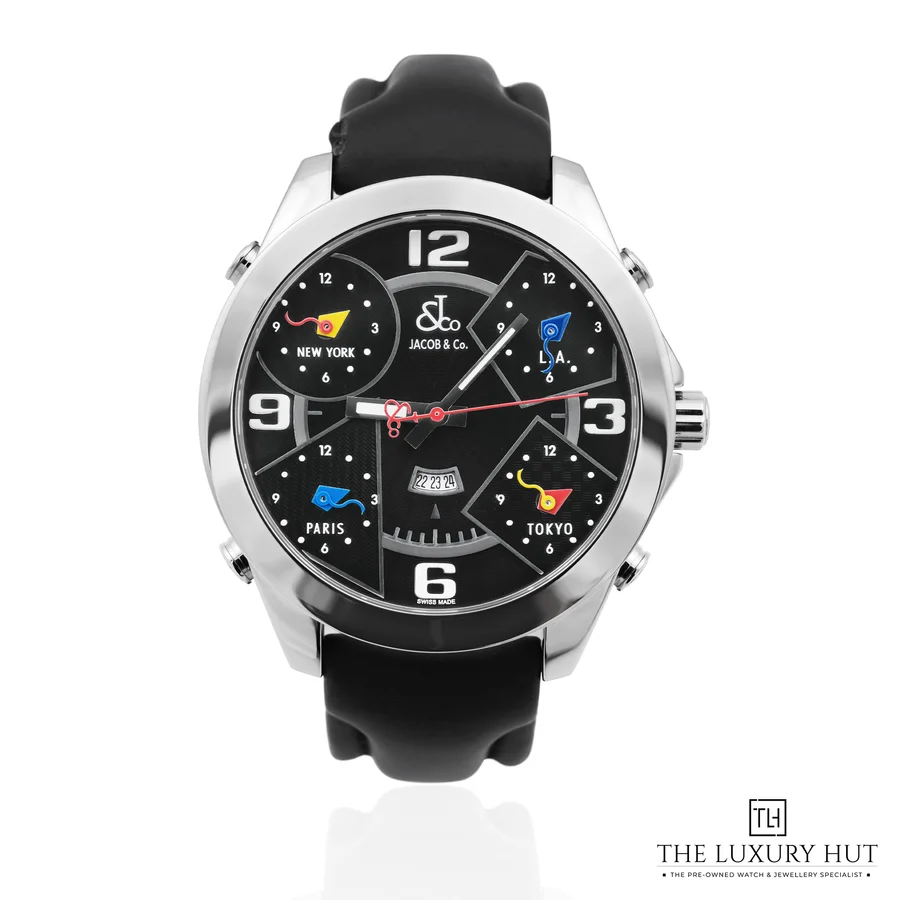 Jacob Co Five Time Zone Steel Black JCM 2