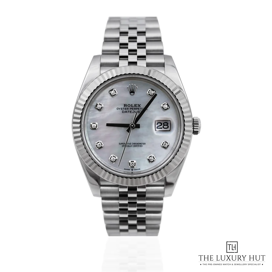 Rolex Datejust 41mm Steel   White Gold MOP Diamond Dial 126334