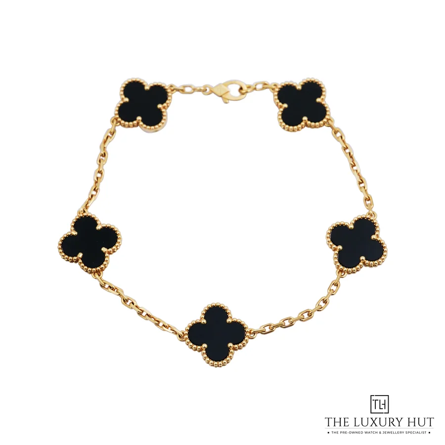 Van Cleef Arpels Gold 5 Onyx Motifs Bracelet VCARA41300
