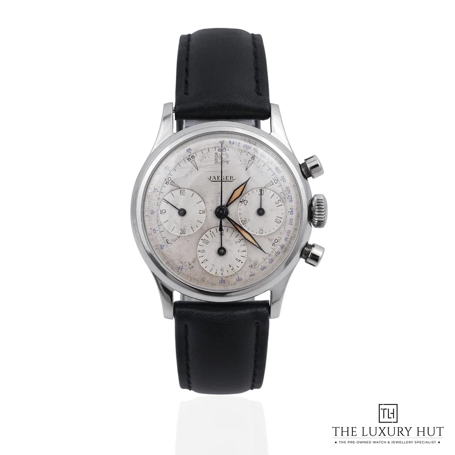 Rare Jaeger Triple Register Chronograph Staybrite Steel Silver 22278