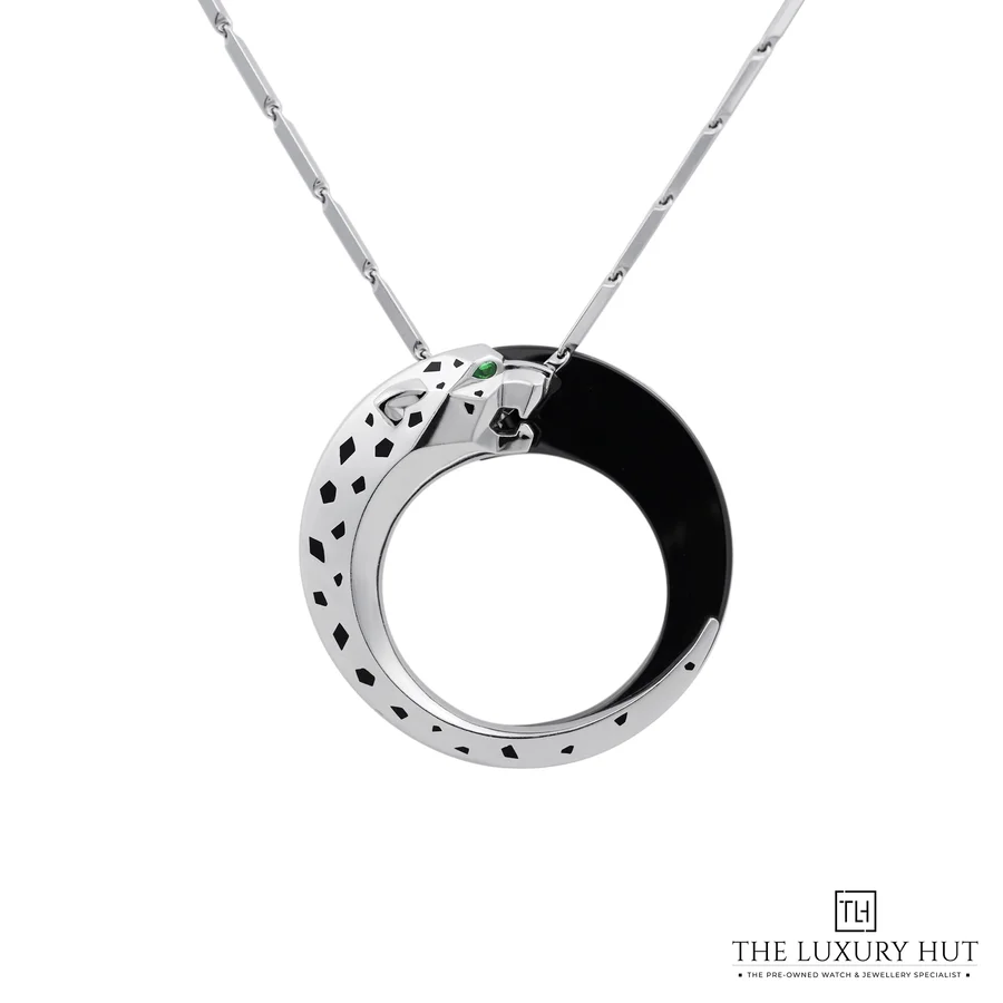Cartier White Gold Ceramic Lacquer Panthere Necklace
