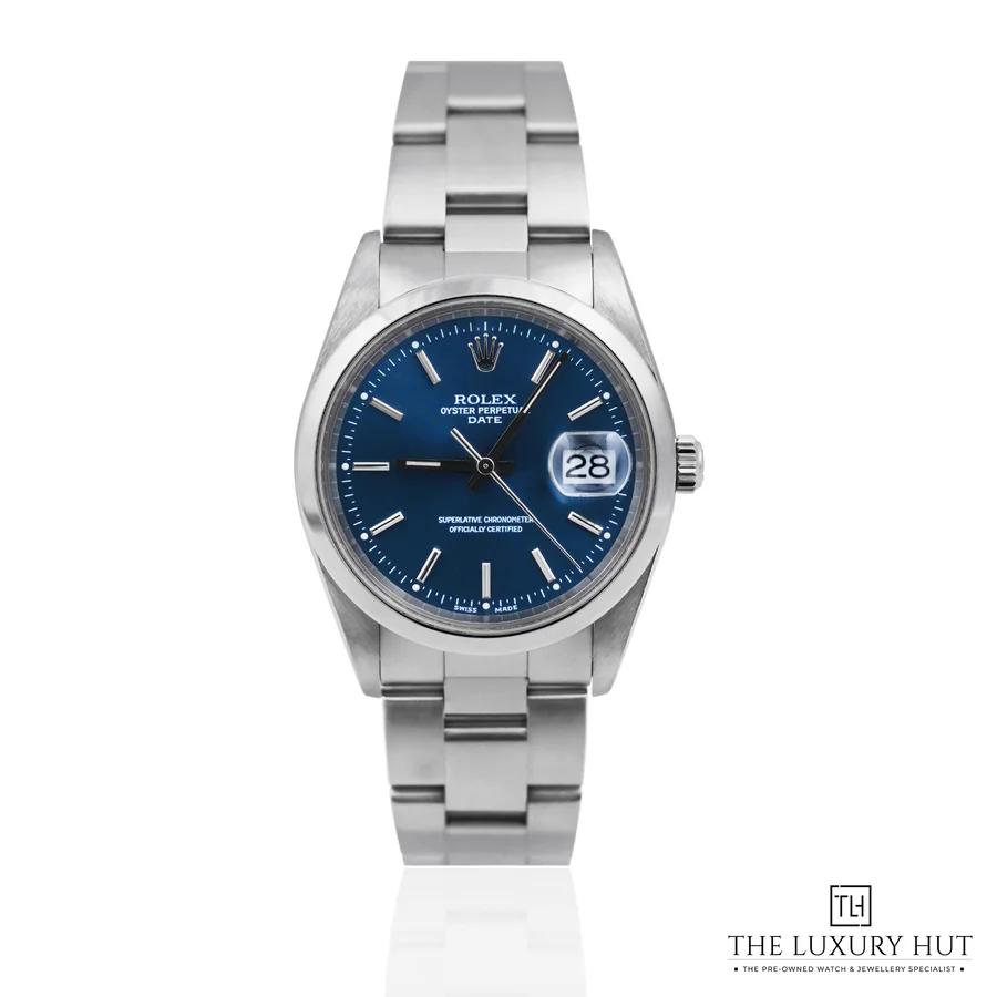 Rolex Oyster Perpetual Date Steel 34mm Blue Baton 15200