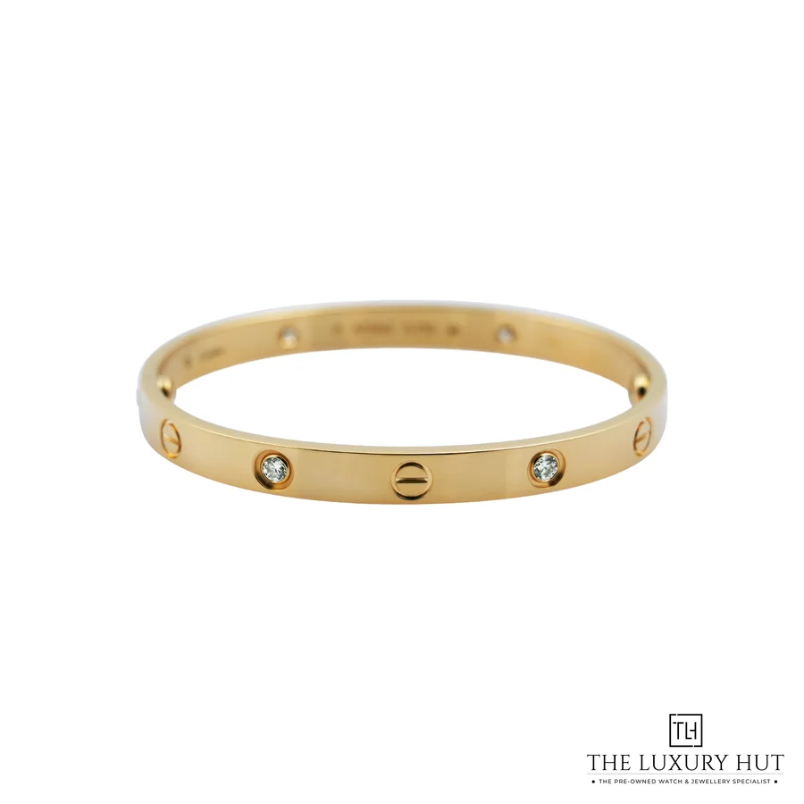Cartier Yellow Gold 4 Diamonds Love Bracelet Size 17