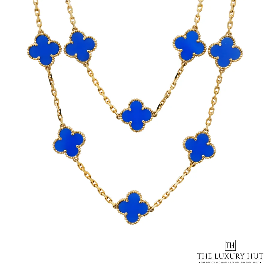 Van Cleef Arpels Gold Blue Agate Motifs Necklace