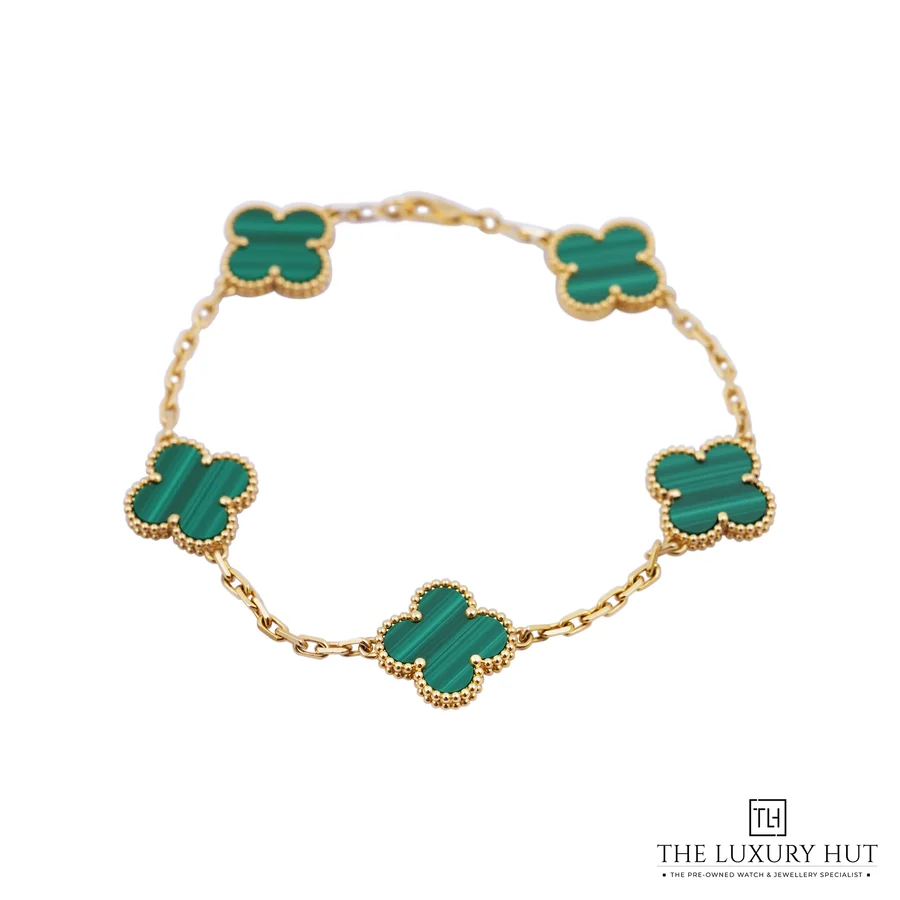 Van Cleef Arpels Yellow Gold Malachite Motifs Bracelet 53351 a