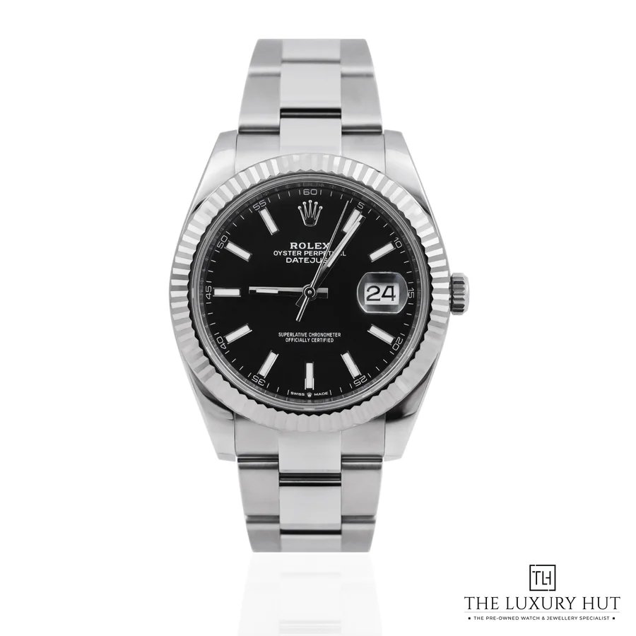Rolex Datejust 41mm Steel White Gold Black Baton 126334
