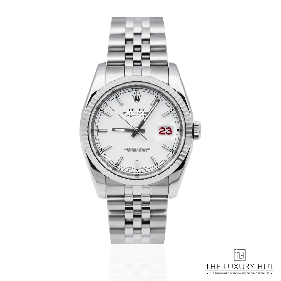 Rolex Datejust Steel White Baton Roulette Dial Ref 116234