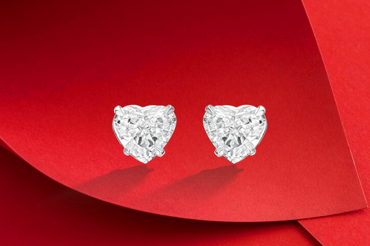 Heart Shape Diamond Stud Earrings
